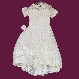 Nicolette’s Couture Maya Dress Elegant White Lace Girls 6 / 7 NWT